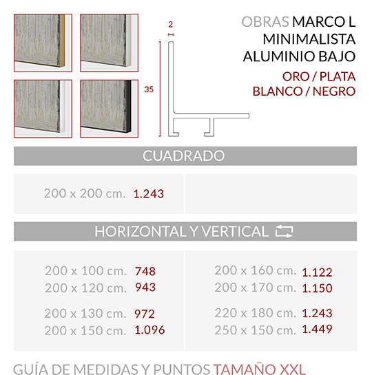 Medidas Marco Minimalista L bajo XXL